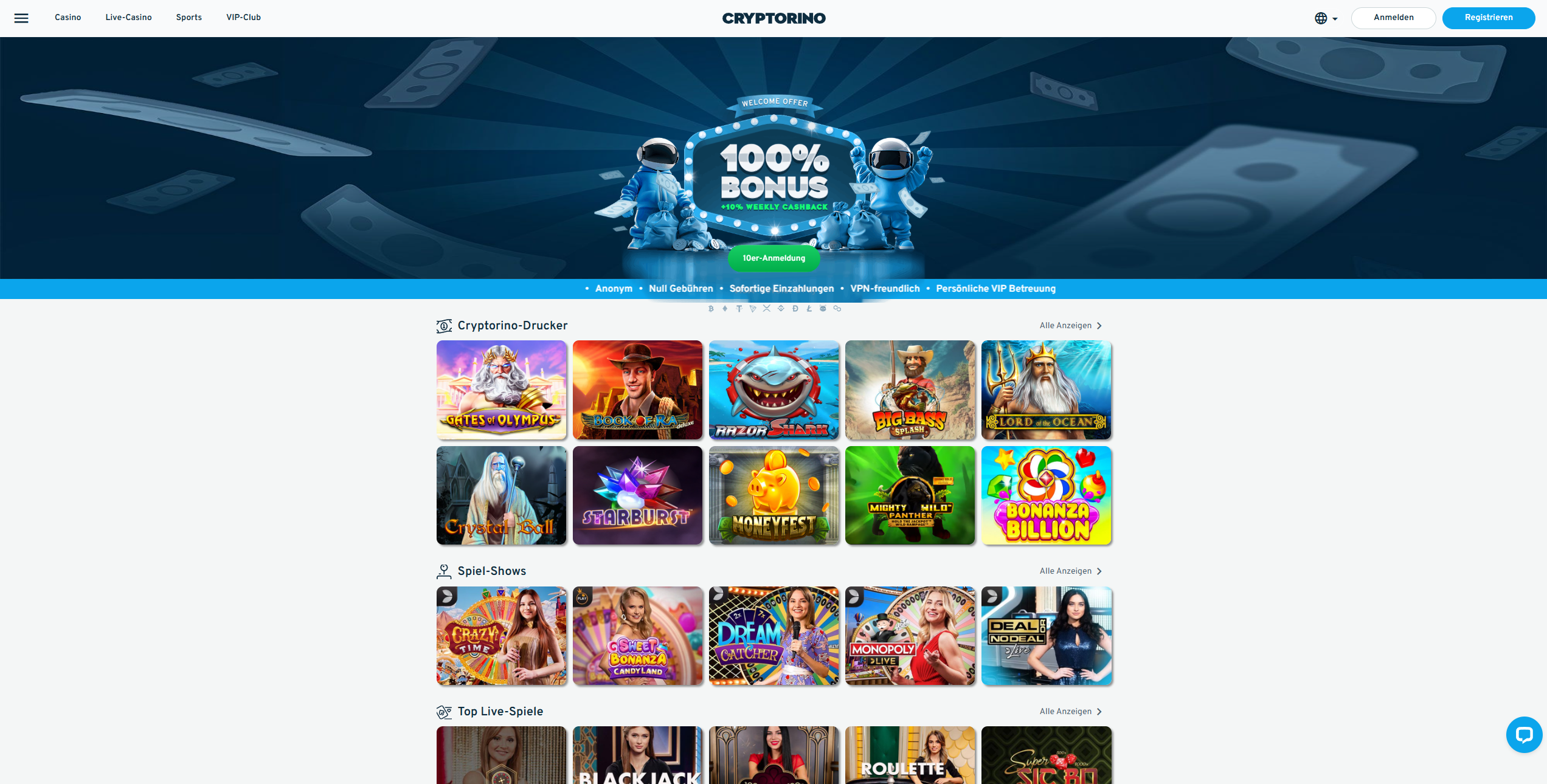 cryptorino main page screenshot - cryptorino io startseite design