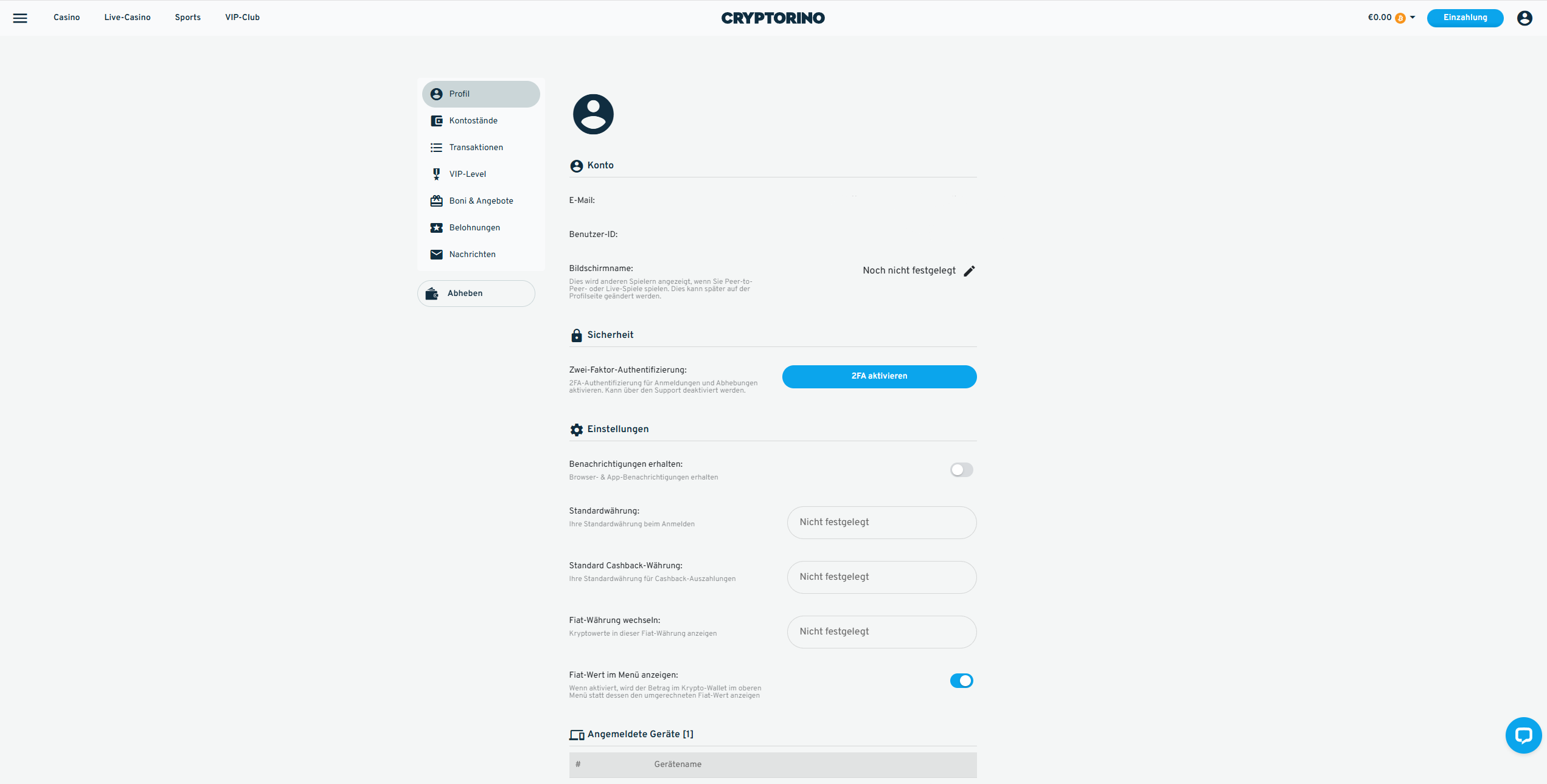 cryptorino profile page